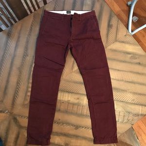 Men’s J. Crew Maroon 30x32 484 Broken-In Chino